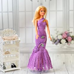 Elegant violet crochet standard barbies long dress