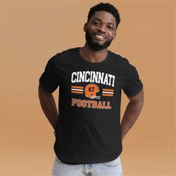 cincinnati football t shirt, vintage style cincinnati  football shirt, cincinnati t shirt, sunday football, retro bengal