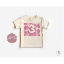 Threenager Shirt - Third Birthday Shirt - Birthday Girl Shirt - Three Birthday Shirt - Retro Birthday Toddler Shirt - Bi