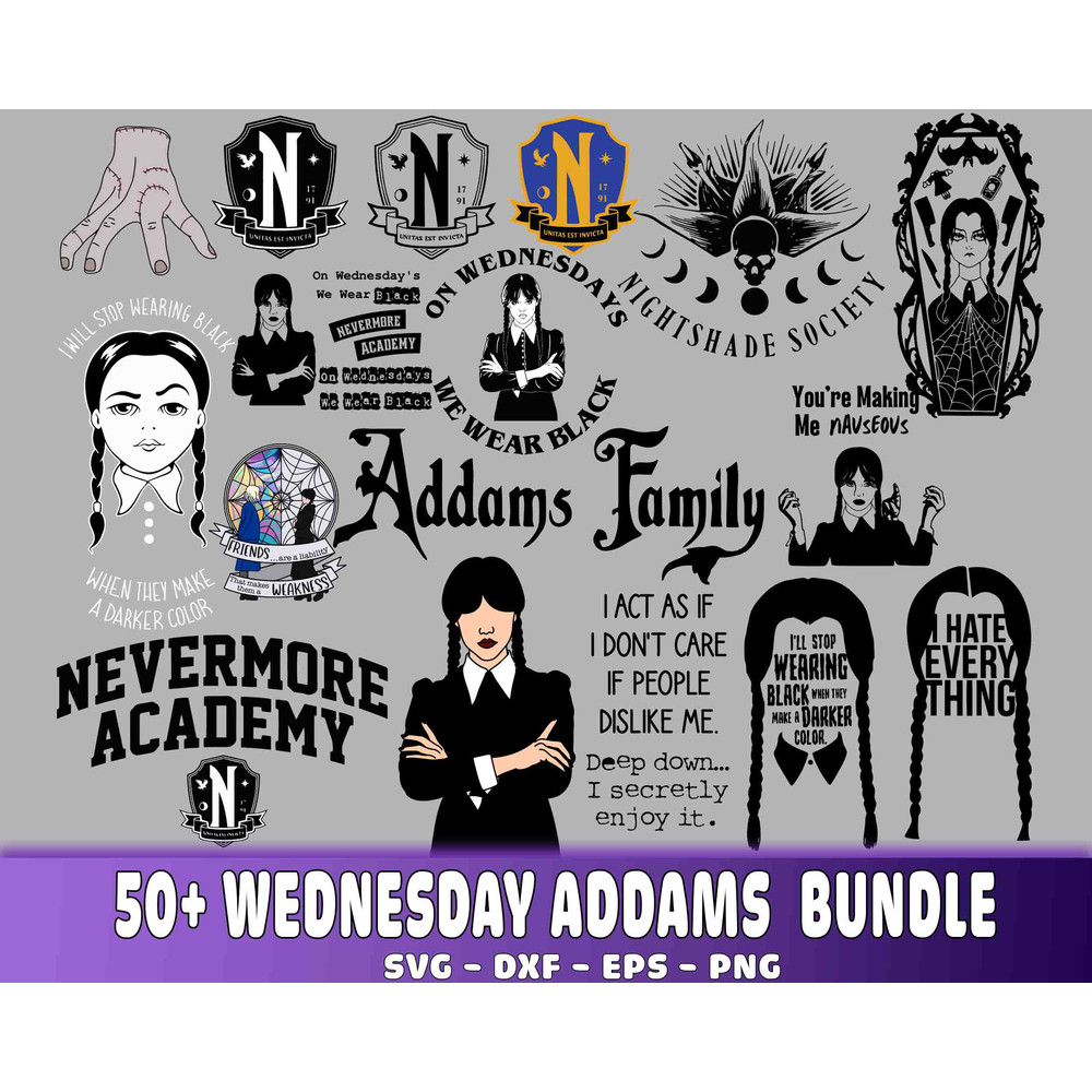 50+ file Wednesday addams bundle svg .jpg