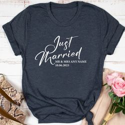 just married t-shirt, husband and wife couples honeymoon t-shirt, finally matching wedding tee