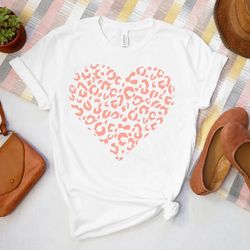 leopard heart t-shirt, heart t-shirt, love shirt, animal print t-shirt, women's valentine shirt