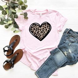 leopard print valentines day shirt, valentines day shirts for woman, heart shirt,cute valentine shirt,valentines day gif