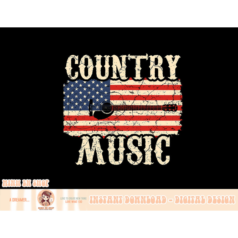 Country Music Retro Vintage Guitar American Flag T-Shirt copy.jpg