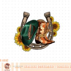 cowboy boots cowboy hat horseshoes sunflower western cowhide png