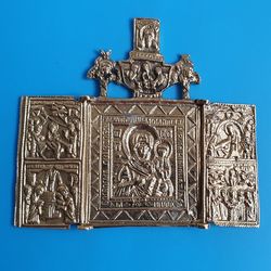 Smolensk Theotokos orthodox foldable brass icon compact size orthodox gift
