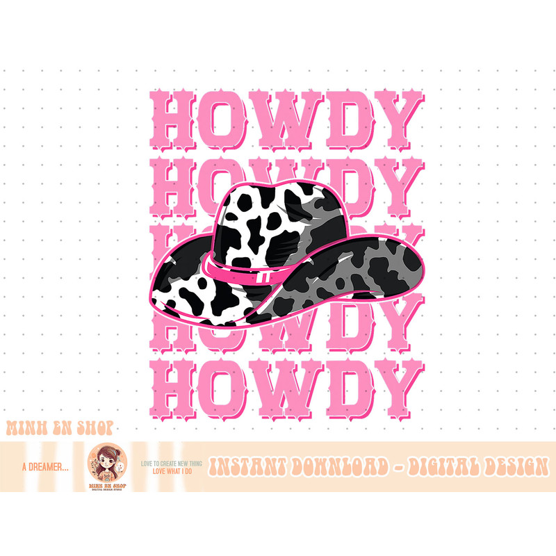 HOWDY - Country Southern Western Pink Texas Cow pattern T-Shirt copy.jpg