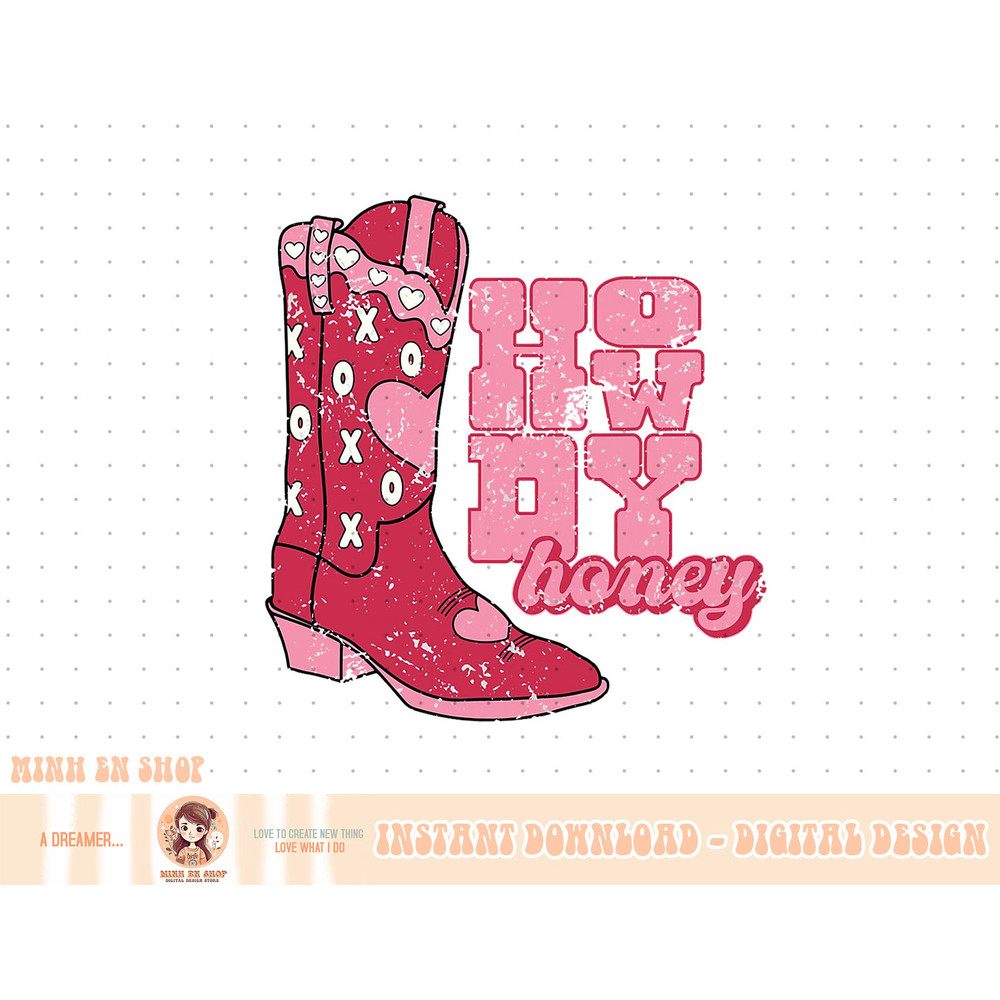 Howdy Honey Cowgirl Boot Western Valentines Day Retro Groovy T-Shirt copy.jpg