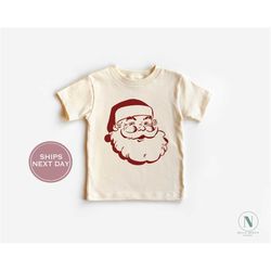 Retro Santa Toddler Shirt - Santa Christmas Kids Shirt - Santas Holiday Shirt - Vintage Natural Toddler Tee