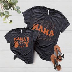 mommy and me shirts, mamas boy onesie, retro mom and son shirt, boho mother and son tee, new baby gift, baby shower gift