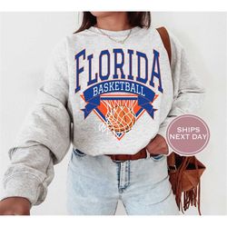 Florida Sweatshirt - Florida Basketball Sweatshirt - Gainesville Florida Crewneck - Retro Florida Sweatshirt - College B