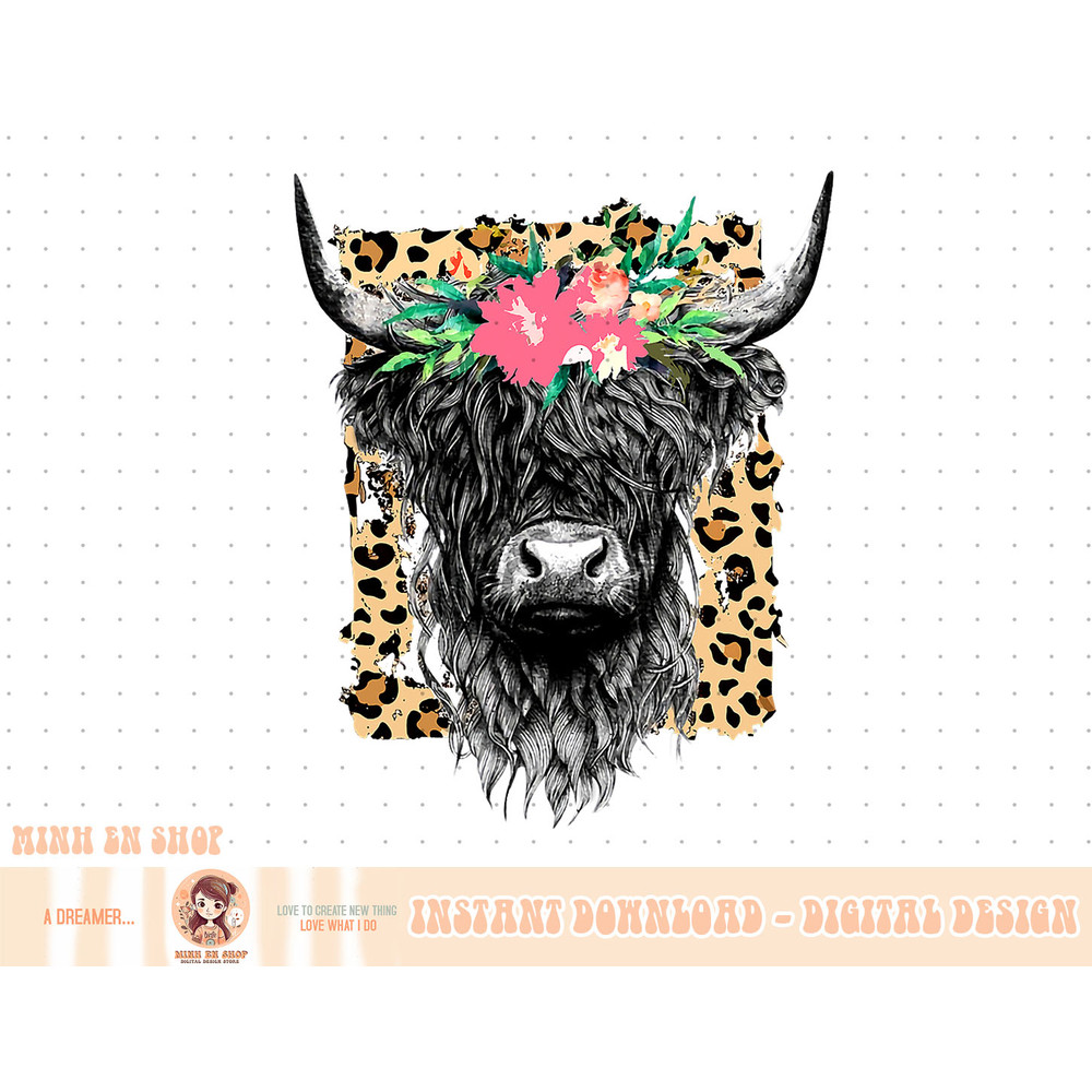 Leopard Floral Highland Cow Heifer Cattles Western Country T-Shirt copy.jpg