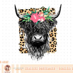 leopard floral highland cow heifer cattles western country png