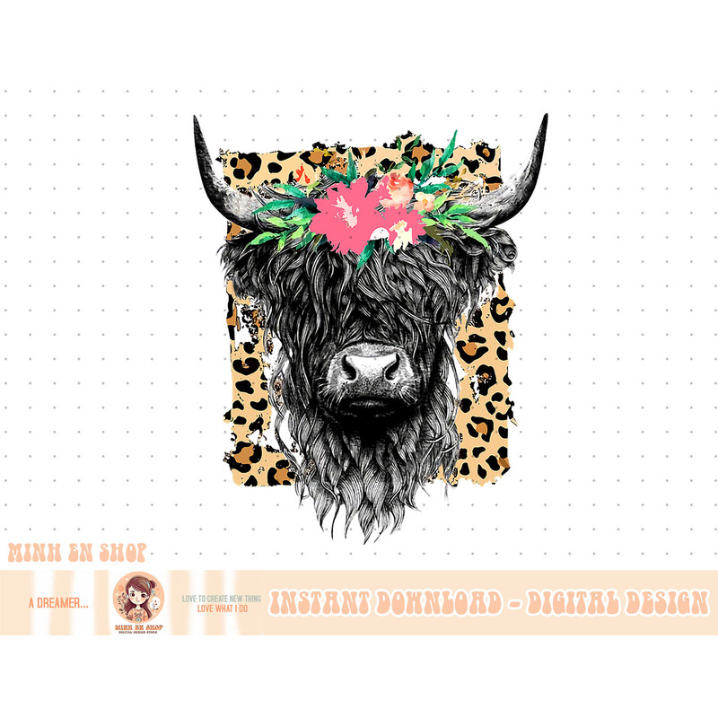 Leopard Floral Highland Cow Heifer Cattles Western Country T-Shirt copy.jpg
