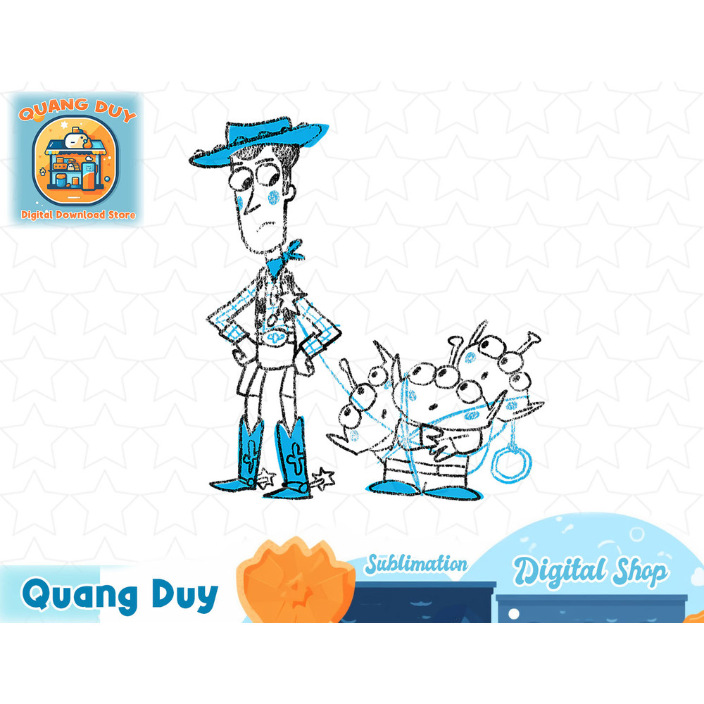 Disney Pixar Toy Story 4 Woody and Aliens Sketch T-Shirt T-Shirt copy.jpg