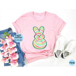 easter peeps marshmallow bunny rabbit spring hippity hop tie dye tee shirt,easter marshmallow bunny tie dye shirt,tie dy