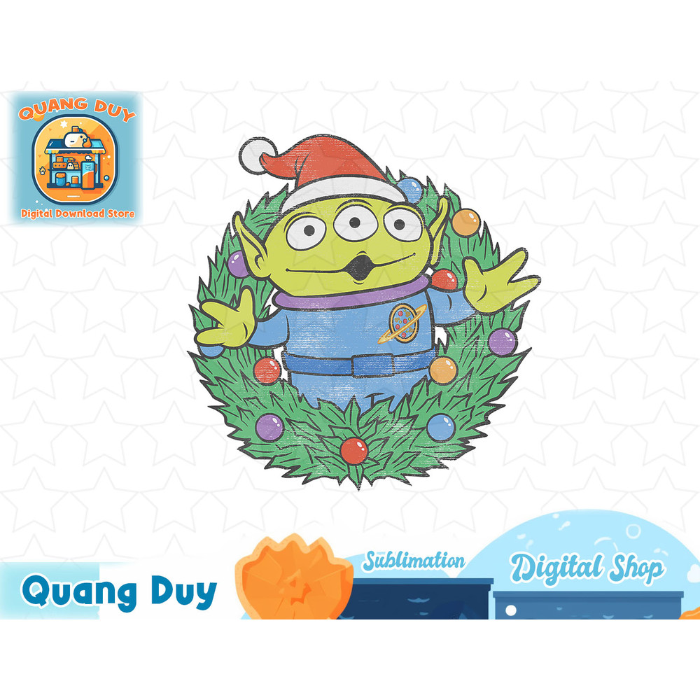 Disney Pixar Toy Story Alien Christmas Wreath T-Shirt copy.jpg