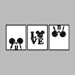 Minnie Mouse, Mickey Mouse Disney Set Art Print Digital Files nursery room watercolor