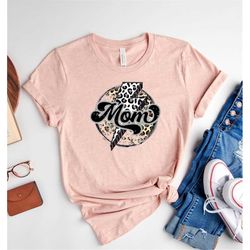 leopard mom thunderbolt shirt,mama t-shirt,gift for mom,mother's day shirt,momlife shirt,leopard printing shirt,mama t-s