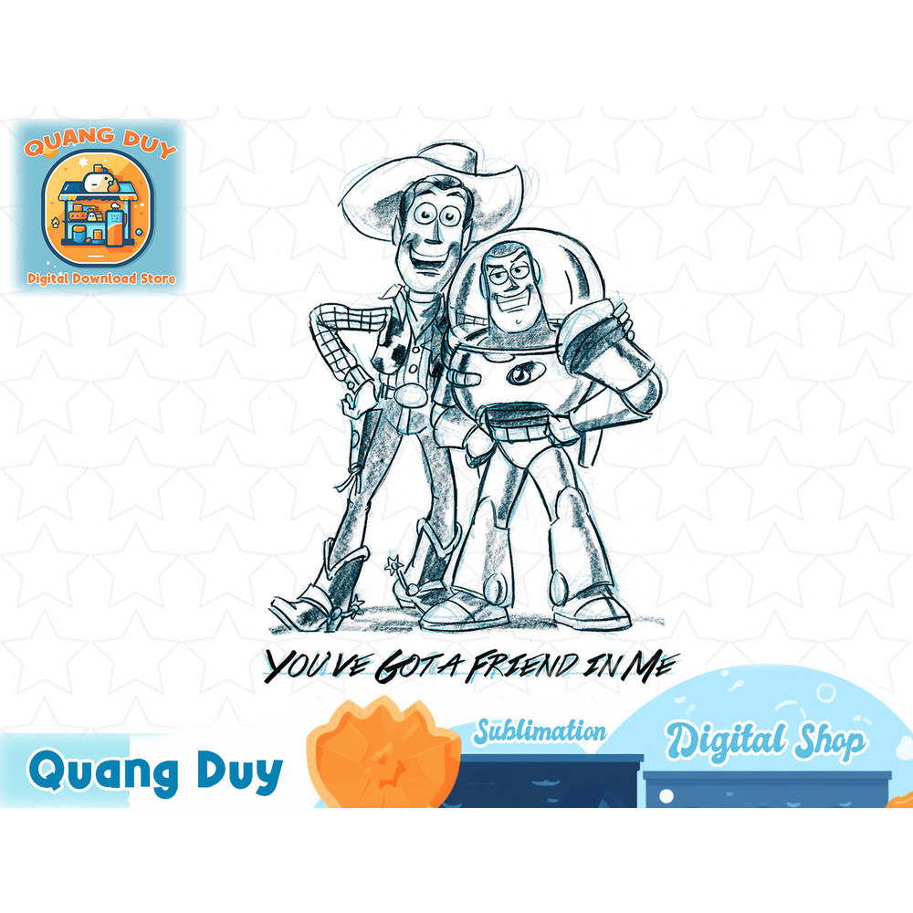 Disney Pixar Toy Story Buzz and Woody A Friend In Me Sketch T-Shirt copy.jpg