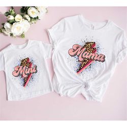 leopard lightening bolt mama shirt, leopard lightening bolt mini shirt, blessed mama, blessing mini, mama mini, mama min