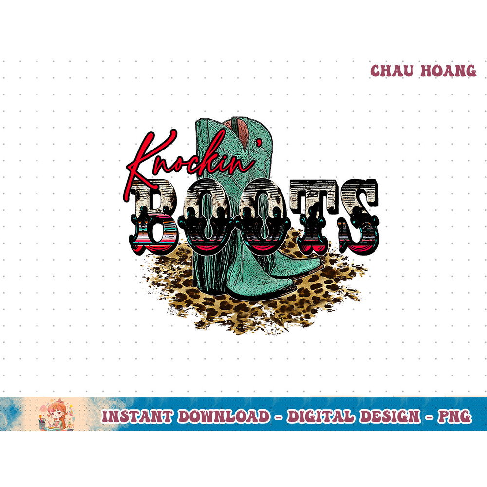 Leopard Cowgirl Boots Knockin' Boots Western Country Cowboy T-Shirt copy.jpg