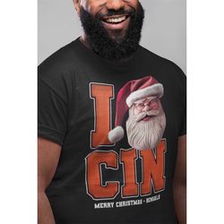 cincinnati football merry christmas (i heart tee) bengals shirt with a twist. two styles to choose new tee look or worn