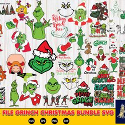 135file grinch christmas bundle svg, digital download