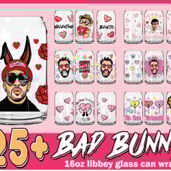 25 file valentine bad bunny glass can wrap png bundle