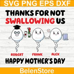 thanks for not swallowing us svg, custom kids name svg, funny mother's day svg, cute mom gifts, personalized mom svg