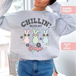 happy easter cool rabbits sweatshirt, peeps, easter hip hop bunny sweatshirt, spring sweatshirt, easter bunny sweatshirt