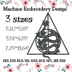 deathly hallows embroidery design with snake