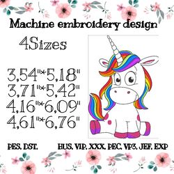 Cute unicorn embroidery design
