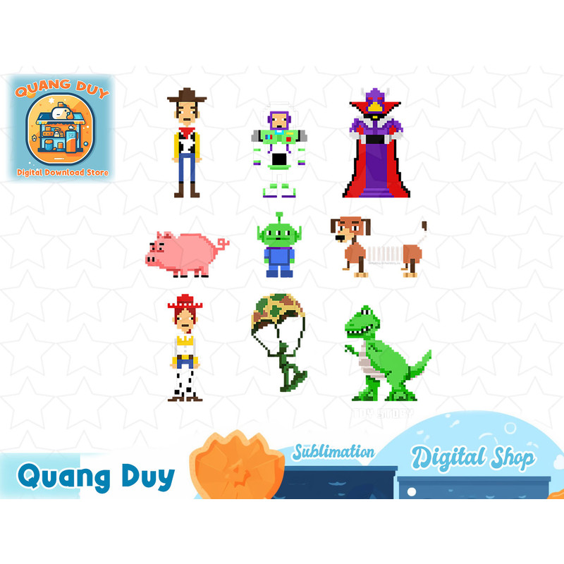 Disney Pixar Toy Story Pixel Toys 8 Bit Retro Style T-Shirt T-Shirt copy.jpg