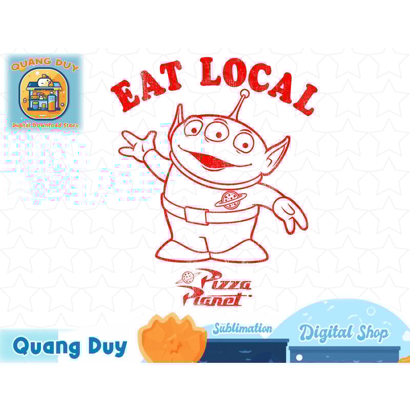 Disney Pixar Toy Story Pizza Planet Alien Eat Local T-Shirt copy.jpg