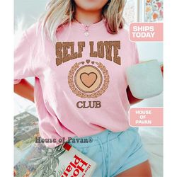 self love club retro t-shirt, valentine's day outfit, love heart tee, valentine's day gift, valentines day shirt, self l