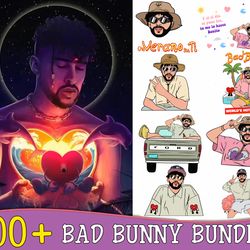 100 file bad bunny bundle svg, digital download