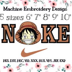 nike embroidery design luffy peeker one piece