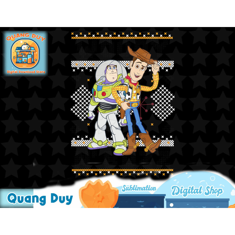 Disney Pixar Toy Story Woody Buzz Ugly Christmas T-Shirt T-Shirt copy.jpg