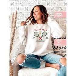 calabasas vintage tennis club, embroidered sweatshirt, california sweatshirt, custom embroidery, tennis club sweatshirt,