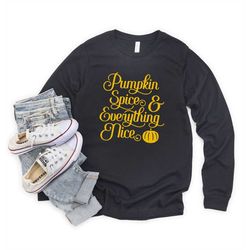pumpkin spice everything nice long sleeve shirt, pumpkin spice sweatshirt, fall gift shirt, autumn shirt, fall graphic t