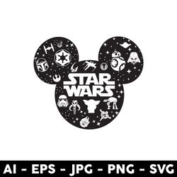 star wars character svg, mickey mouse svg, star wars svg, baby yoda svg, disney svg - digital file