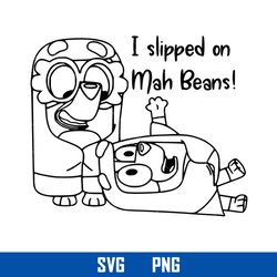 i slipped on my beans outline svg, bluey rita and janet svg, bluey svg, cartoon svg, png digital file
