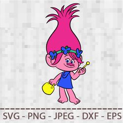 Poppy Trolls SVG PNG JPEG Digital Cut Vector Files for Silhouette Studio Cricut Design