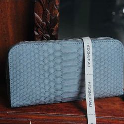 Genuine python skin grey big unisex wallet