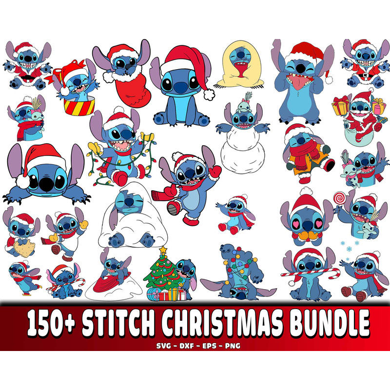 150+ Stitch christmas bundle png.jpg