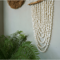 White shell boho hanging decor | sea shell Cristmas wall hanging | white shells beach house decor