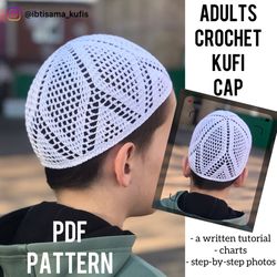 Crochet kufi hat men PDF digital pattern