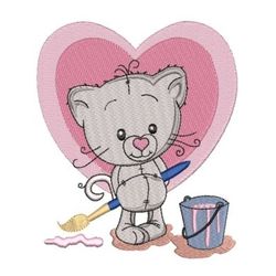 kitten draws a heart embroidery design: the perfect gift for pet lovers, cute animal