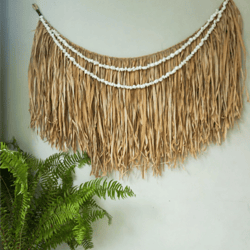 hawaian seagrass wall hanging extra large | raffia wall hanging | farmhouse natural seagrass wall hanging